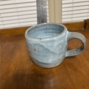 Vintage Handcrafted Blue Ceramic Mug Signed